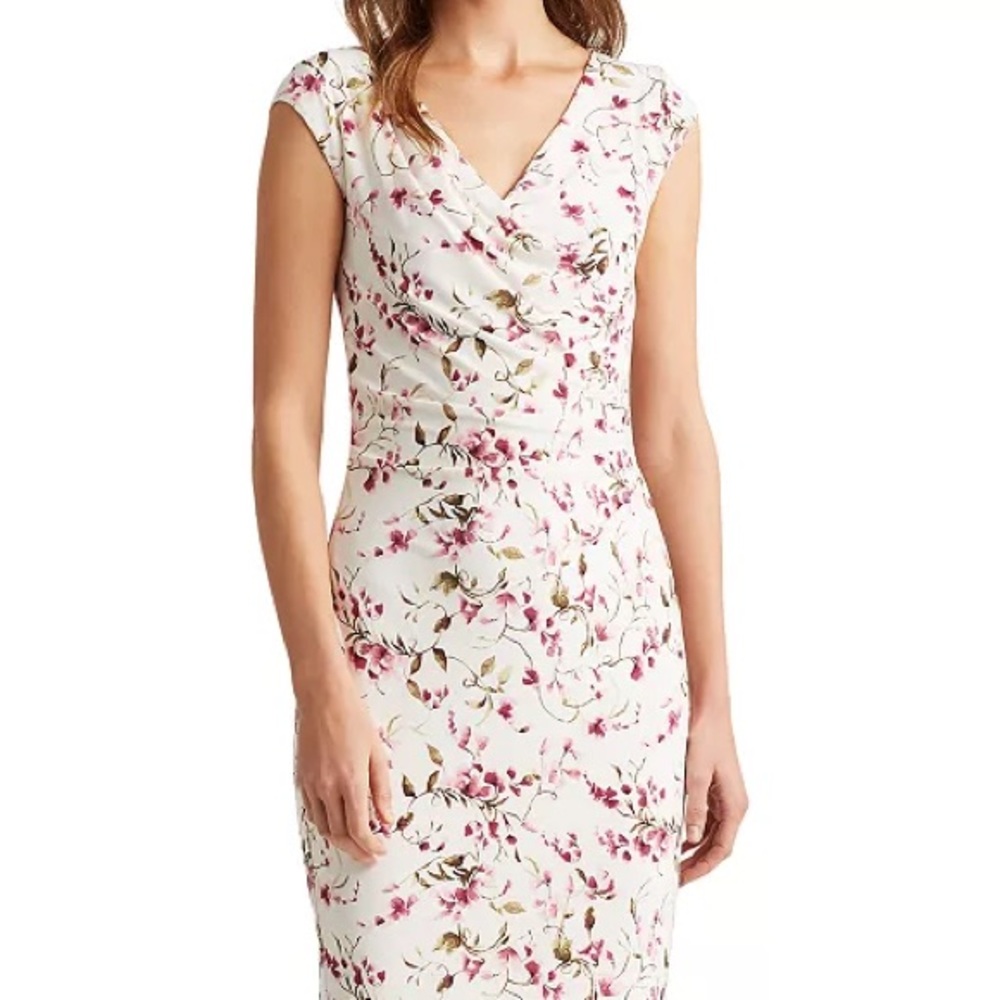 Ralph Lauren Floral V-Neck Cap Sleeve Dress